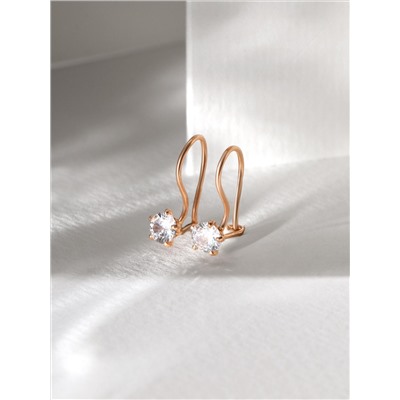 Серьги детские из золочёного серебра с фианитами 925 пробы 166з бесцветный