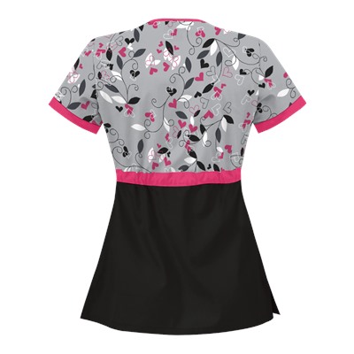 UA Nature's Heart Silver Mock Wrap Scrub Top