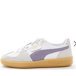 PUMA Palermo leather sneakers with gum sole in white and lilac