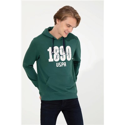 Erkek Yeşil Kapüşonlu Sweatshirt