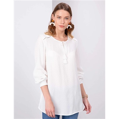 Ekru Comfort Fit Bluz