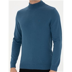 Kobalt Mavi Slim Fit Basic Kazak
