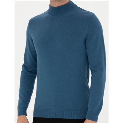 Kobalt Mavi Slim Fit Basic Kazak