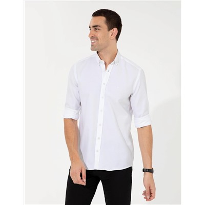 Beyaz Slim Fit Oxford Gömlek