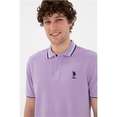 Erkek Regular Fit Polo Yaka Lila Basic Tişört