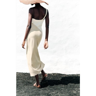 CONTRAST MIDI DRESS