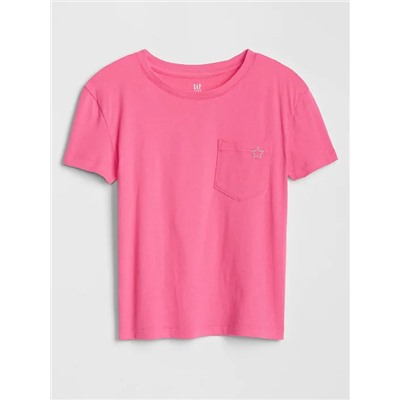 Kids Embroidered Pocket Short Sleeve T-Shirt