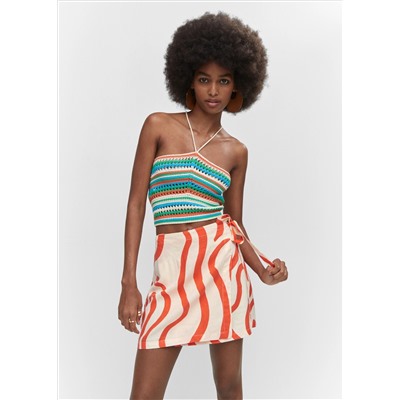 Falda lino estampada