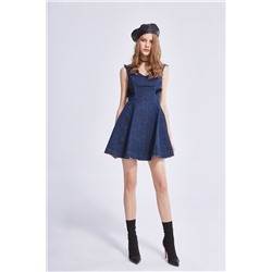 Vestido evasé vaquero Azul marino