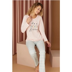 Siyah İnci Pamuklu Likralı Pijama Takım 22260574