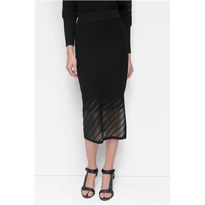 RIBBED SEAMLESS MIDI SKIRT