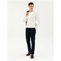 Ekru Slim Fit Bisiklet Yaka Triko Kazak