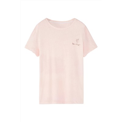 Camiseta de lino Rosa claro jaspeado