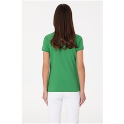 Kadın Açık Yeşil Basic Polo Yaka Tişört