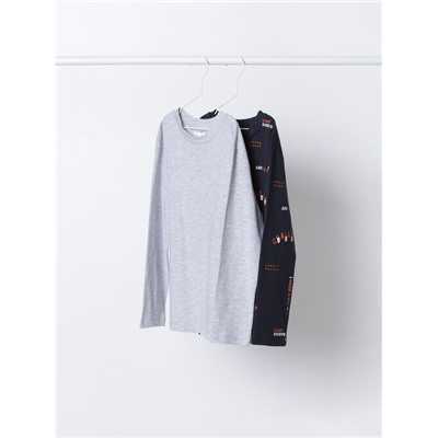 PACK OF 2 PLAIN AND PRINTED LONG SLEEVE T-SHIRTS