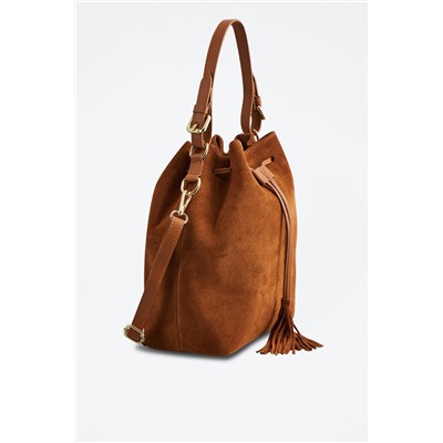 Bolso saco de piel Jila Camel