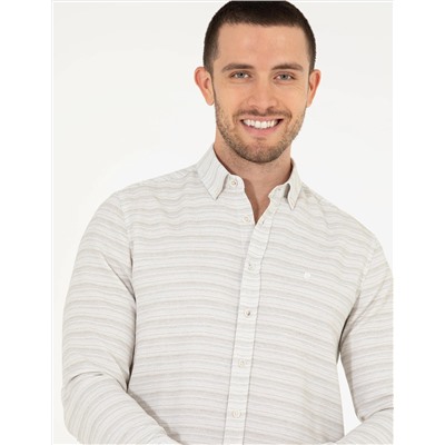 Haki Slim Fit Uzun Kollu Gömlek