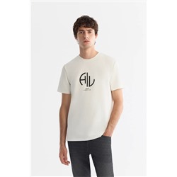 Avva, Erkek Ekru Bisiklet Yaka Elastan Interlok T-shirt A42y1001