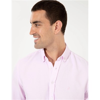 Pembe Slim Fit Oxford Gömlek