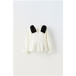 DOTTED MESH BLOUSE WITH BOWS