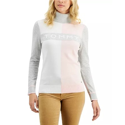 Tommy Hilfiger Logo Colorblocked Turtleneck Sweater