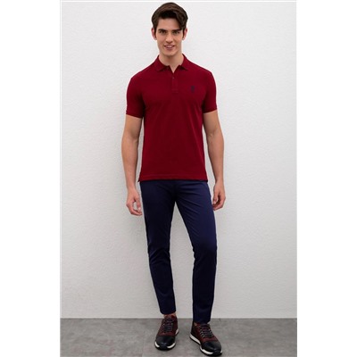 Erkek Plum Polo Yaka Basic T-Shirt