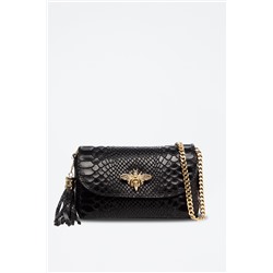 Bandolera de piel Negro y dorado - Firenze Artegiani