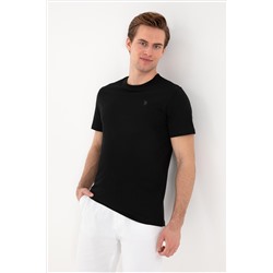 Erkek Regular Fit Bisiklet Yaka Siyah Basic Tişört