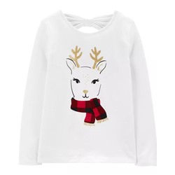 Carter's | Kid Glitter Reindeer Jersey Tee