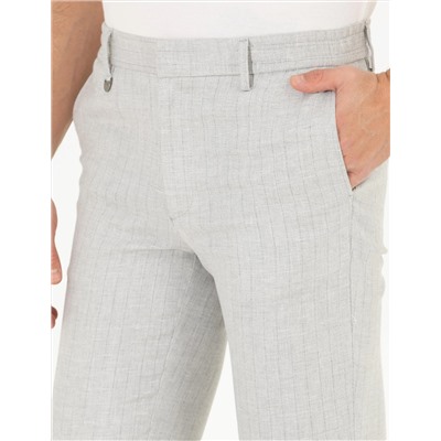 Gri Keten Karışımlı Jogger Kumaş Pantolon