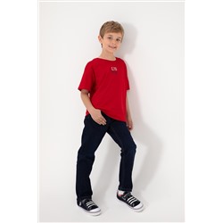 Erkek Çocuk Kırmızı Oversize Bisiklet Yaka Tişört