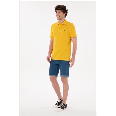 Erkek Regular Fit Polo Yaka Safran Basic Tişört