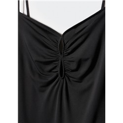 Vestido detalles fruncidos abertura