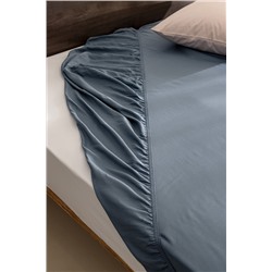 Ciel King Size Plus %100 Pamuk Lastikli Saten Çarşaf - Koyu Mavi