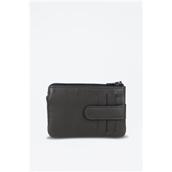Tarjetero de piel Badge Gris oscuro