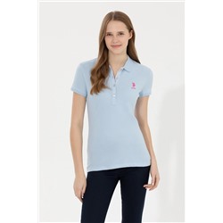 Kadın Açık Mavi Basic Polo Yaka Tişört