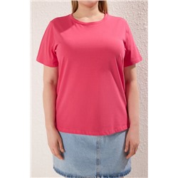 Gül Kurusu Regular Fit Basic Bisiklet Yaka %100 Pamuk Örme Büyük Beden T-Shirt TBBSS22TS0733