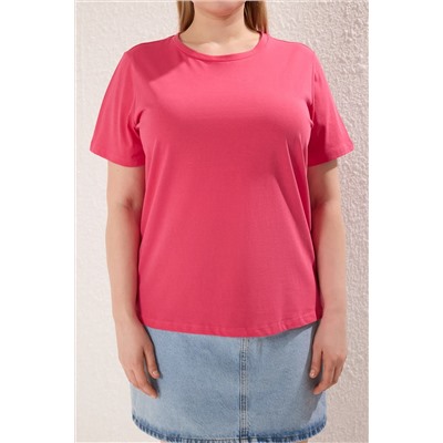 Gül Kurusu Regular Fit Basic Bisiklet Yaka %100 Pamuk Örme Büyük Beden T-Shirt TBBSS22TS0733