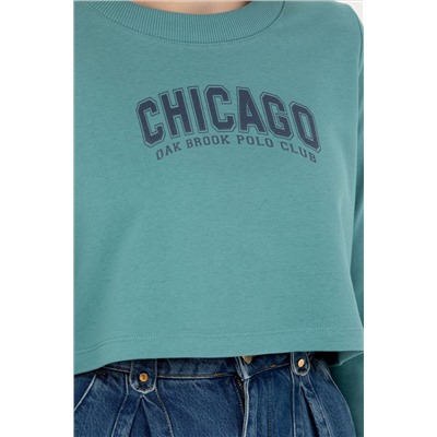 Kadın Mint Bisiklet Yaka Sweatshirt