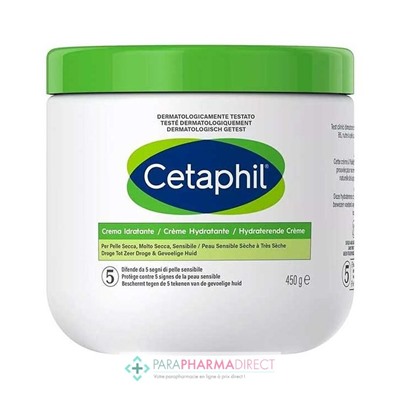 Cetaphil Crème Hydratante - Peau Sensible Sèche à Très Sèche - Pot de 450g