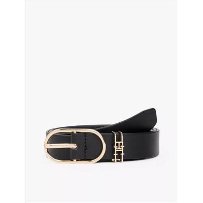 Oval Buckle Leather Belt