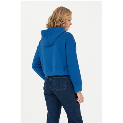 Kadın Saks Kapüşonlu Sweatshirt