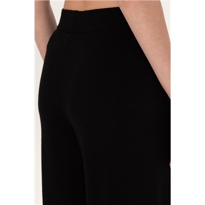Kadın Siyah Loose Fit Triko Pantolon