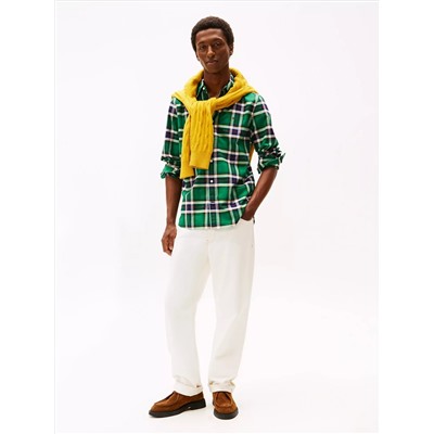 Regular Fit Plaid Stretch Oxford Shirt