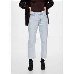 Jeans rectos tiro alto crop -  Mujer | MANGO OUTLET Melilla