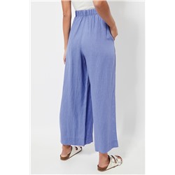 Pantalón wide leg de lino - Azul