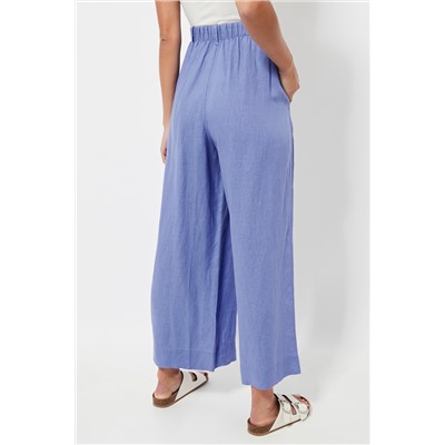 Pantalón wide leg de lino - Azul