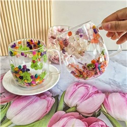 Яркая и красивая кружка с двойным дном и сухоцветами внутри 💐(набор 2 шт)