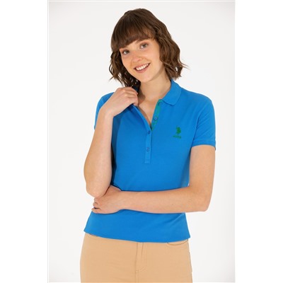 Kadın Saks Basic Polo Yaka Tişört