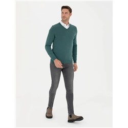 Yeşil Slim Fit Basic Kazak